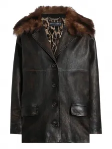 Кожаное пальто DOLCE & GABBANA, коричневый