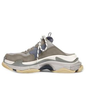 Тапочки triple s mules 'grey blue double foam and mesh' Balenciaga, серый