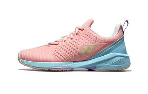 Теннисные кроссовки Power Cushion Sonikage 3 женские с низким верхом розового/светло-серо-голубого цвета Yonex