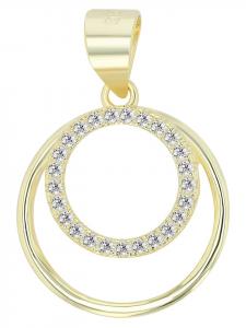 Adeliás Женский кулон из серебра 925 пробы с фианитами в золотой оправе