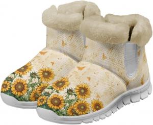 Женские зимние сапоги JoyLamoria с принтом Санта-Клауса и оленей, синие с снежинками, теплые пушистые ботинки для прогулок, утепленные, с противоскользящей подошвой для улицы