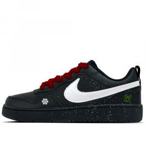 Nike Детские низкие скейтбордистские кроссовки Court Borough Winter Bell Fun из кожи, нескользящие и износостойкие, черные