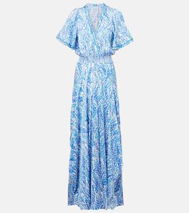 Печатное макси-платье Mabelle Poupette St Barth, Blue Wavy Animalier