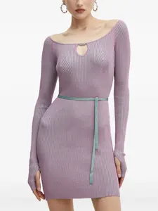 Платье мини с вырезами и длинными рукавами Versace Jeans Couture, розовый