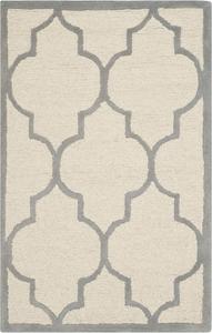 Ковер SAFAVIEH, 61 x 92 см, Cambridge Collection, Ivory & Silver, ручной работы, марокканский узор, шерсть, идеально для помещений с высокой проходимостью: прихожая, гостиная, спальня (CAM134Y)