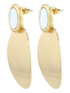 Adeliás Женские серьги - серьги-гвоздики из нержавеющей стали с перламутровыми вставками в золотом исполнении