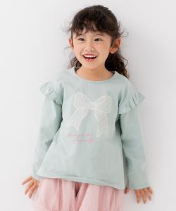 Футболка с длинными рукавами и принтом, из 100% хлопка, с оборками на плечах Chil2, цвет D Ribbon/Mint