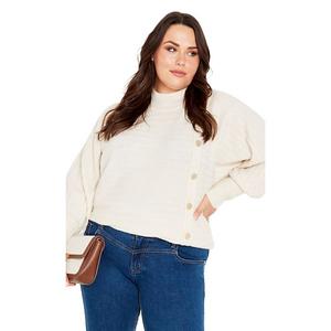Женский свитер Beata асимметричный на пуговицах plus size Avenue, Ivory