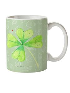 Детская кружка с рисунком цветов и клевера, без слов, в лиственно-зеленом цвете Mr. & Mrs. Panda