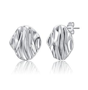 Серьги-гвоздики из стерлингового серебра с рифленой поверхностью и покрытием из белого золота Genevive, белый