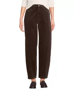Женские укороченные брюки-бочонки завышенной талии из вельвета Lands' End, коричневый