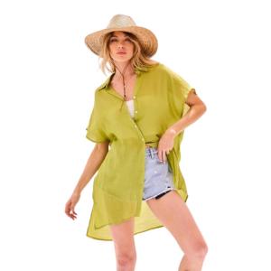 Воротниковая накладка с пуговицами на шее просторный халат куртка TRUEDAMES, Lime