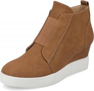 Женские ковбойские сапоги Journee Laramie до колена с высоким каблуком-стилетом, декоративной строчкой, из искусственной кожи с комфортной стелькой Journee Collection, Tan