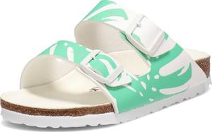 Женские шлепанцы Birkenstock с открытой пяткой, Monstera White/Bold Jade