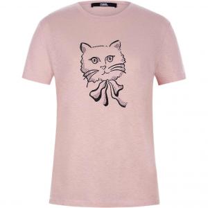 Женская футболка KARL LAGERFELD SS25 в стандартном исполнении Karl Lagerfeld / Karl Lagerfeld Jeans, розовый