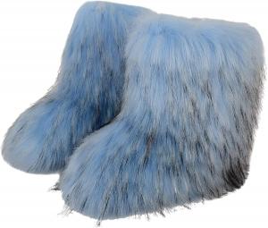 Женские зимние сапоги FUNCOS из искусственного меха до середины голени с плоской подошвой, карнавальный костюм, Light Blue