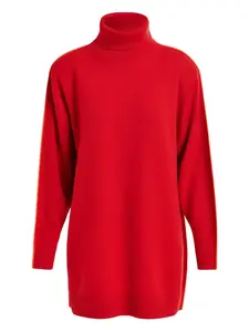 Платье-свитер с воротником-стойкой и полосками Essentiel Antwerp, красный