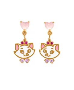 Серьги-Подвески Мари из серии «Аристокоты Диснея» с кристальной эмалью Girls Crew, gold