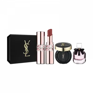 SAINT LAURENT Набор серебряных туб помады и парфюма в подарочной упаковке, стойкий сияющий