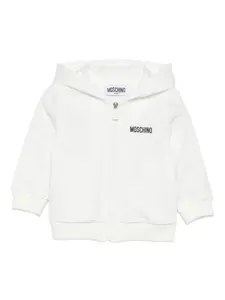 Худи на молнии с логотипом Moschino Kids, белый