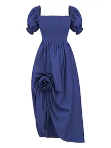 Платье Belle с открытыми плечами и сборками Sleeper, синий