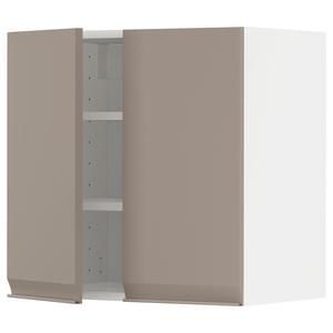 Настенный шкаф с полками/2 дверцами, белый/матовый темно-бежевый Upplöv, 60x60 см IKEA Metod