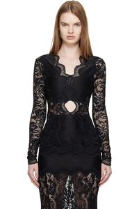 Кружевная блузка с длинными рукавами Rabanne, черный