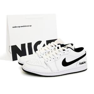 Jordan Эйр 1 Орео устойчивые к истиранию низкие винтажные баскетбольные кроссовки унисекс черно-белые - черно-белые (в комплекте с шоппером в стиле Instagram, 1 пара)