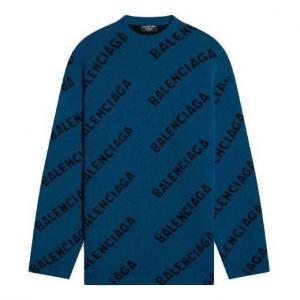 Свитер all over logo crewneck wool knit sweater 'petrol blue' Balenciaga, синий