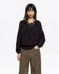 Женский джемпер из мохера с кружевом Bimba y Lola, бордовый