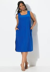 Платье из джерси A-LINIE CARREE-AUSSCHNITT ÄRMELLOS Ulla Popken, темно-синий