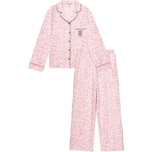 Victoria's Secret Пижамный комплект плотная текстура легкий драпированный женский pink leopard print