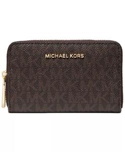Чехол для карточек с логотипом Jet Set на молнии Michael Kors, коричневый