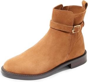Женские классические ботильоны FOWT с круглым носком, низким каблуком и боковой молнией, модная повседневная обувь для женщин, размеры 4-16 US, Peru-Suede
