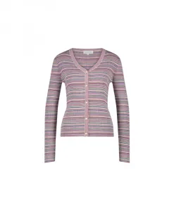 Кардиган в полоску с V-образным вырезом Fabienne Chapot, розовый