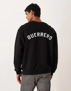 Толстовка свободного кроя ASOS DESIGN с текстовой аппликацией черного цвета