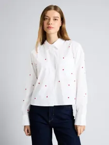 Блузка на пуговицах Tom Tailor Denim, White/Red Heart Embroidery