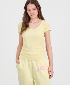 Детская трикотажная футболка с присборенными боками в рубчик Self Esteem, Double Cream