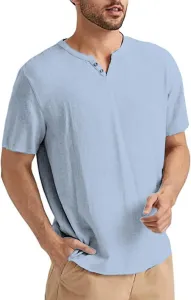 Мужская льняная рубашка-поло с коротким рукавом