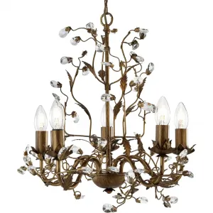 Светильник Kronleuchter Подвесной светильник Almandite, 5 плафонов E14 1 шт. Барочный интерьер Searchlight, коричневый/золотой