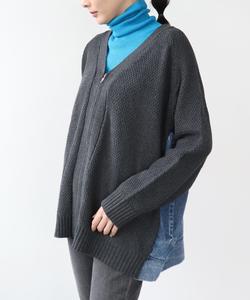 Комбинированная куртка Three Four Time/Denim с V-образной застежкой-молнией, цвет Charcoal