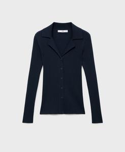 Женский кардиган с ребристым воротником MANGO, Dark Navy