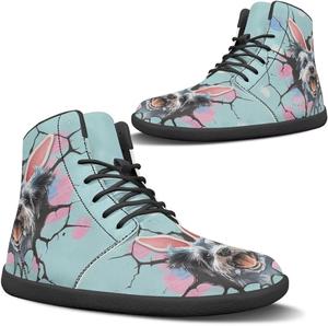 Женские кеды босиком высокие модные с нулевым перепадом подошвы, широкий размер, из PU кожи, на шнуровке, подарки на День святого Валентина, День святого Патрика, Пасху, размеры US 6-13.5 Quxjehoe, Bunny Ears Schnauzer