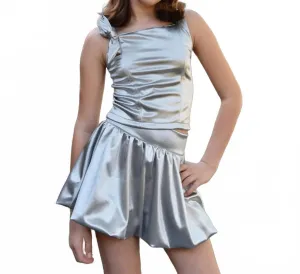 Девочки, атласный топ с завязками «Надя», серебристый Flowers By Zoe