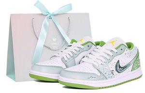 Jordan Air 1 устойчивые к истиранию низкие баскетбольные кроссовки винтаж Unisex White Green