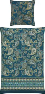 Постельное белье , синее, 1x 155x220 см + 1x 80x80 см Erwin Müller