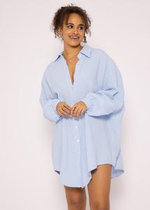 Блуза SASSYCLASSY Ultra Oversize Musselin nhemd lange Variante, светло-синий