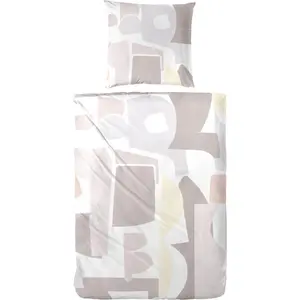 Постельное белье Primera «пазл» со структурированными и искусно расположенными формами, коричневый/белый/серый
