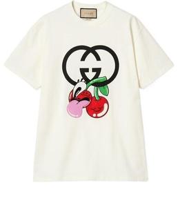Футболка cotton jersey printed t-shirt 'off white' Gucci, белый