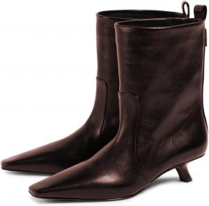 Женские ботильоны Maiyang с низким каблуком, закрытым маленьким квадратным носком, широкой голенью, повседневные теплые модные короткие ботинки, размер 4-16 US, Brown